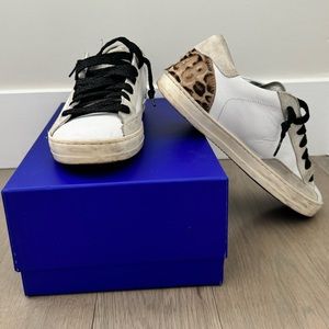 P448 John sneaker white cheetah leopard leather distressed size 37 samba golden